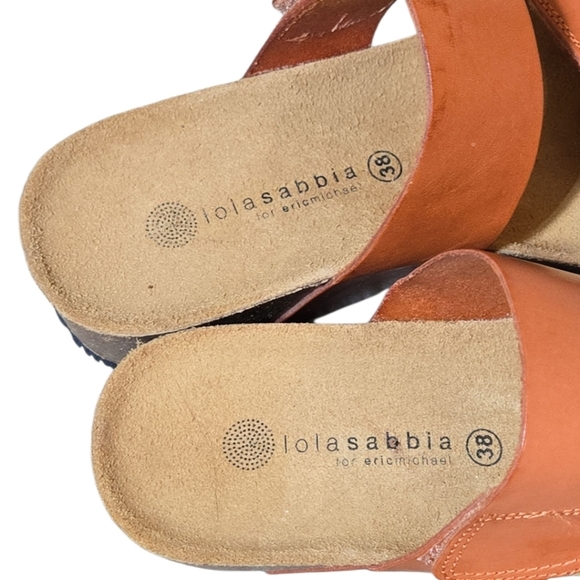 Lola Sabbia for Eric Michael Wedge Sandals Orange 38/8.5 - Picture 5 of 7